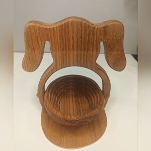 Oak Wooden Dog-Shaped Collapsible Egg Holder/Candy Dish/Basket